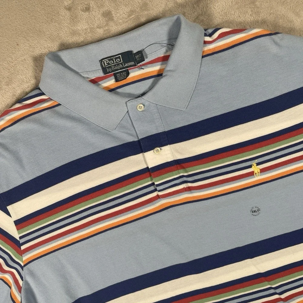 VTG NWOT Polo Ralph Lauren Multicolor Rugby Striped Pony Cotton Mens 3XLT